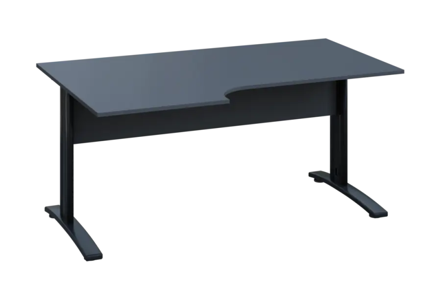 ERK 28 - 166 stůl kancelářský, rohový, levý, kovová podnož černá, deska 25 mm, široký 1600 mm, antracit